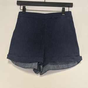 Stretch cotton jean shorts w. rolled hem